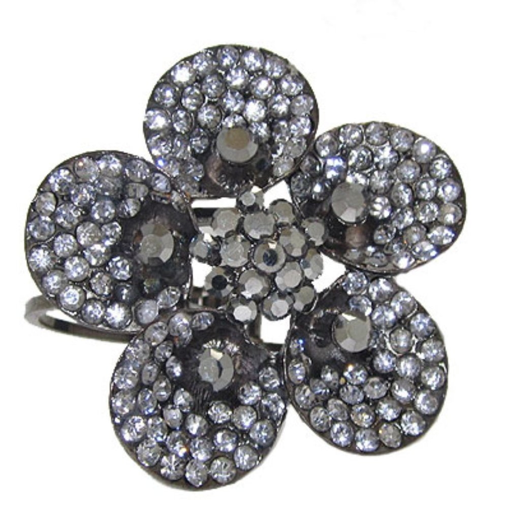 Large Crystal Flower Bangle Bracelet 2 ½ NWT